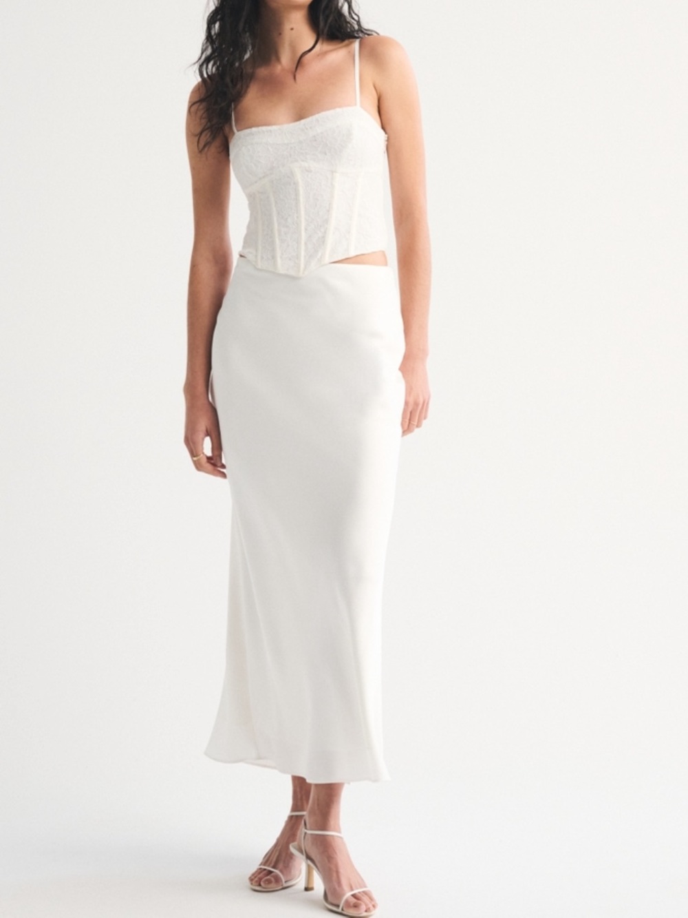 NWT Abercrombie White Satin Maxi Skirt XS